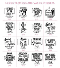 Paquete 100 Termos + 2 Vaso de Acrílico - Top Knot Party