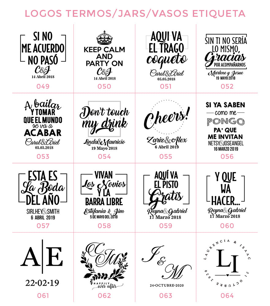 100 Vasos + 2 Vasos de Acrílico para Boda - Top Knot Party