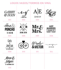 Vasos y sandalias personalizadas para bodas, fiestas y XV años, envios Nacionales e Internacionales
etiquetas para termos de boda, termos boda novios, frases para termos de boda