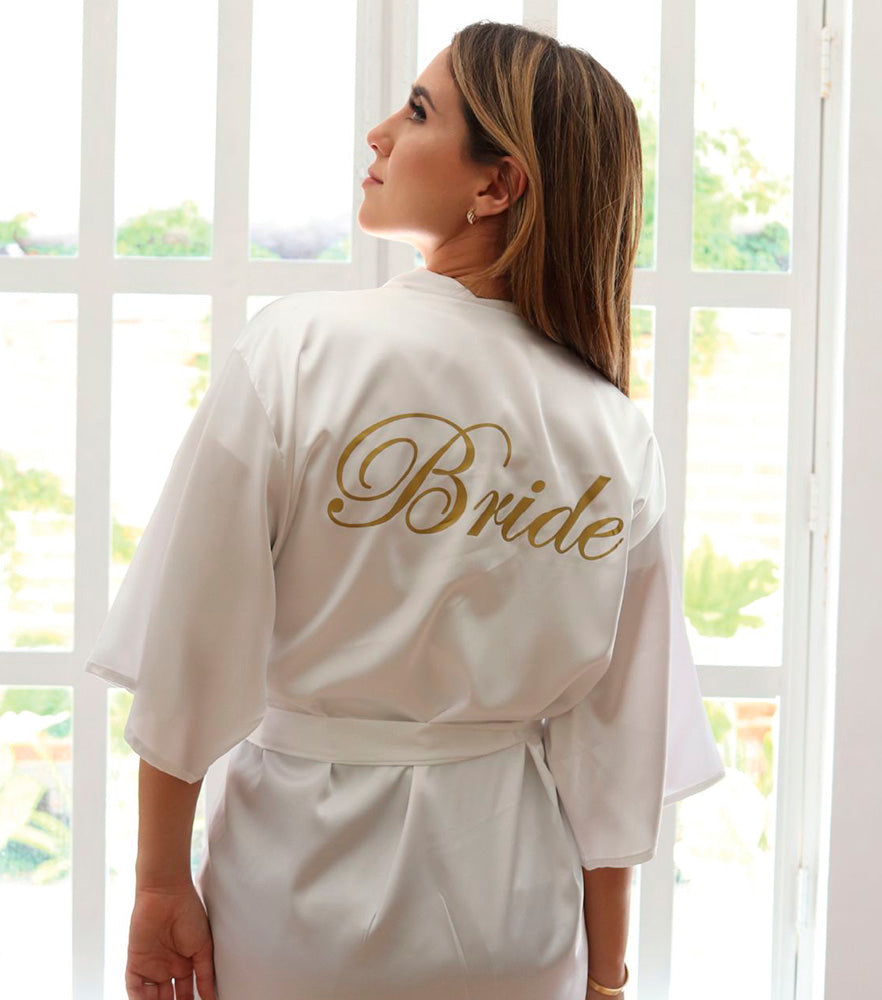 Kit Bata de Satin + Pantuflas de Satin personalizadas - Top Knot Party