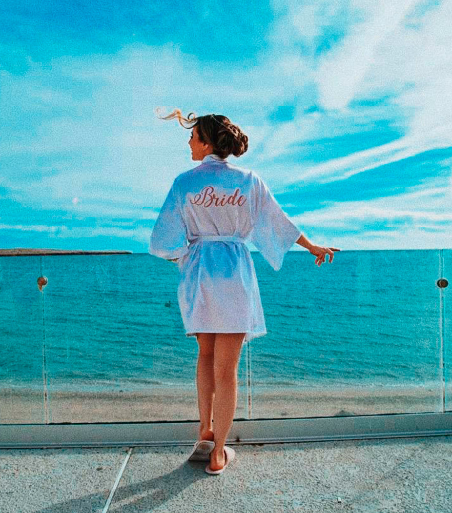 Kit Bata de Satin + Pantuflas de Satin personalizadas - Top Knot Party