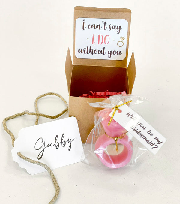 Caja Bridesmaid con Jabón Anillo - Top Knot Party