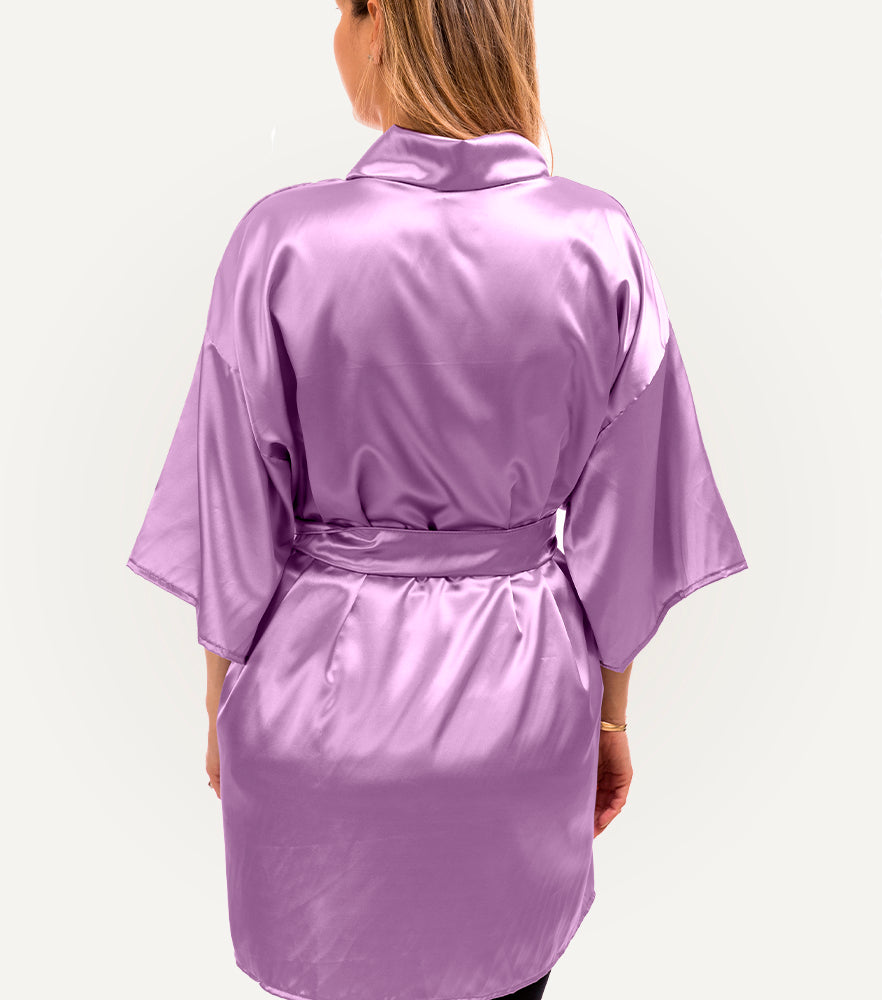 Kit Bata de Satin + Pantuflas de Satin personalizadas - Top Knot Party