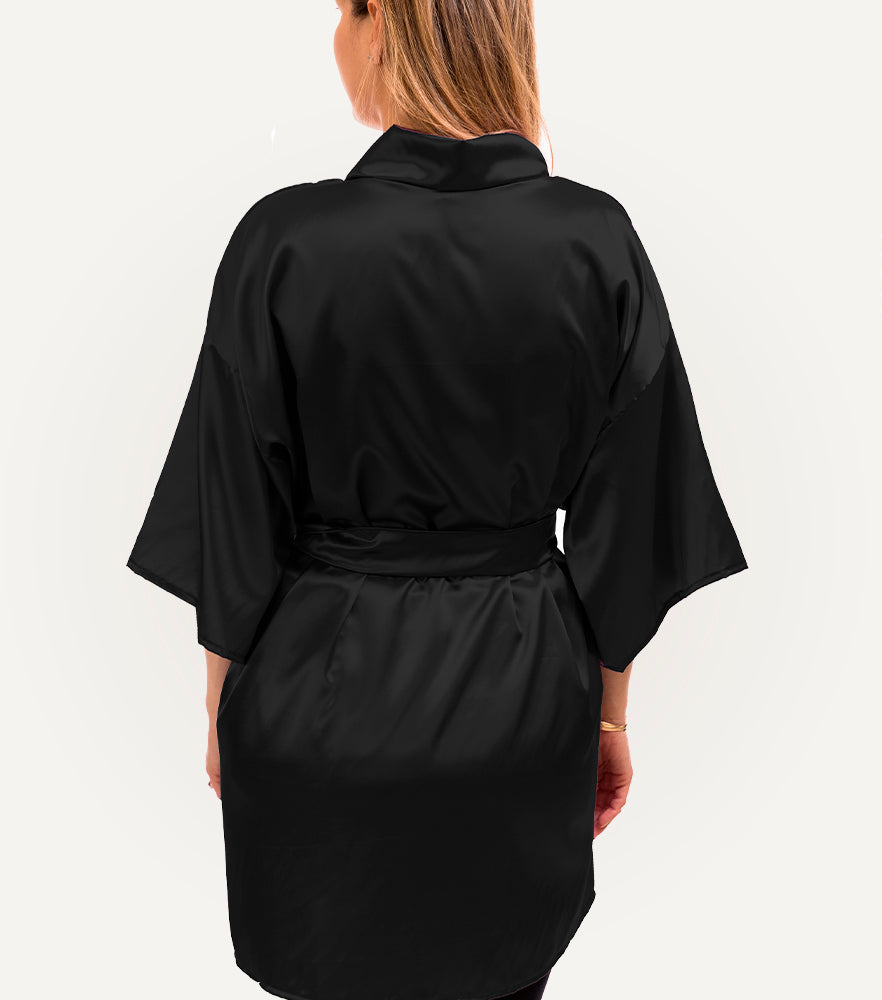 Kit Bata de Satin + Pantuflas de Satin personalizadas - Top Knot Party