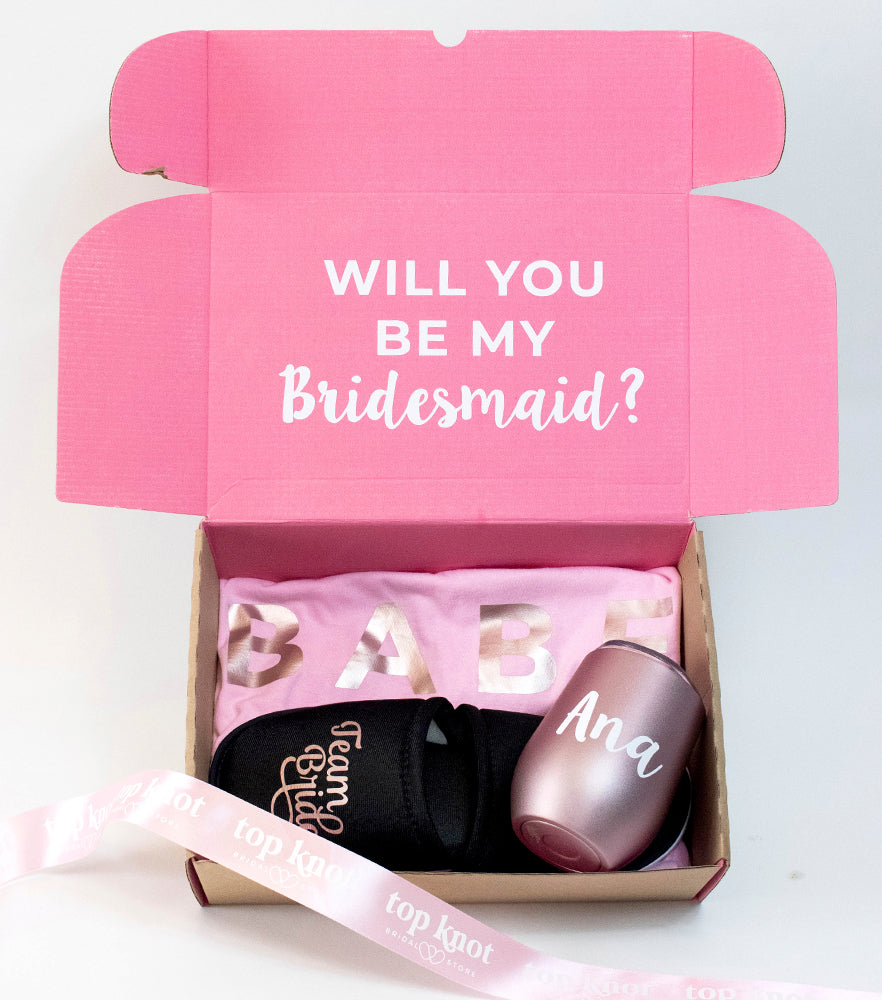 Caja Bridesmaid con Vaso Acero Inoxidable - Top Knot Party