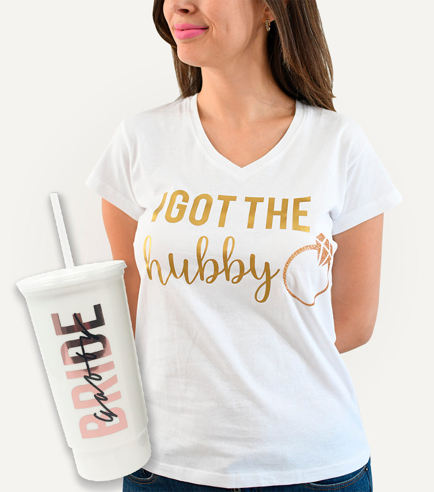 Kit Playera Cuello V + Vaso Jumbo - Top Knot Party