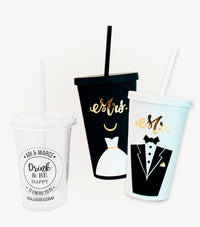 100 Vasos + 2 Vasos de Acrílico para Boda - Top Knot Party