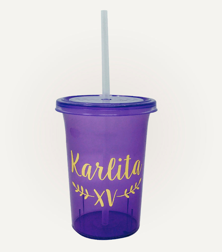 100 Vasos Vinil + 2 Vasos Acrílico para Boda - Top Knot Party